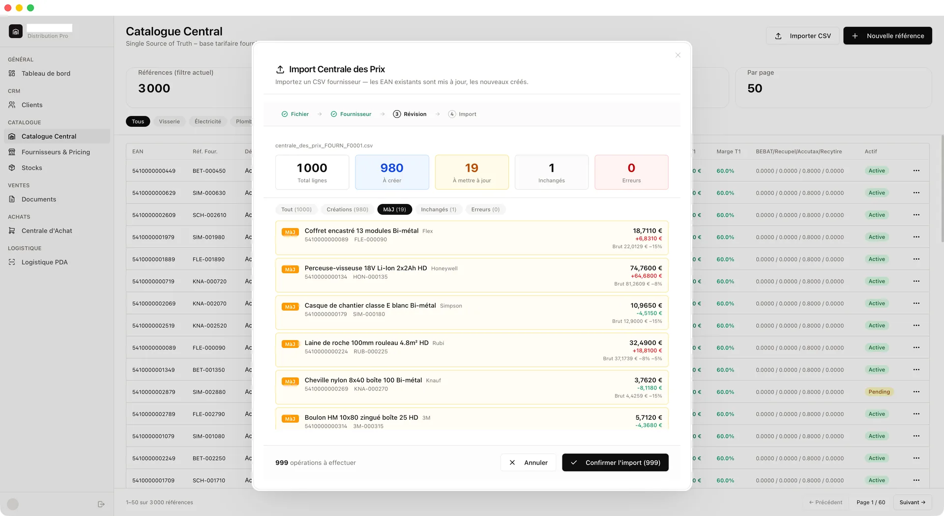 Catalogue Central with supplier price list import pipeline