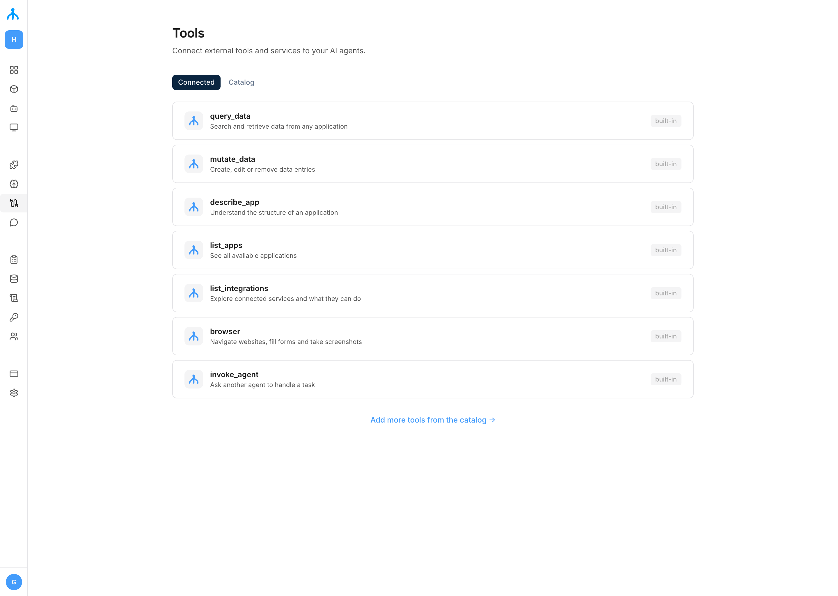 Built-in agent tools